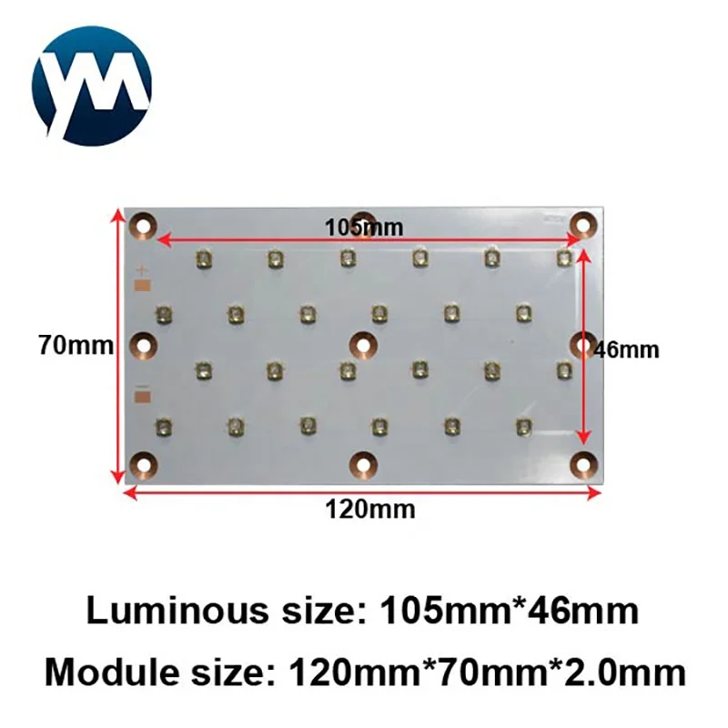 UV LED Module 72W Printed UV High Power Chip LED Lamp Beads 365nm to 405nm