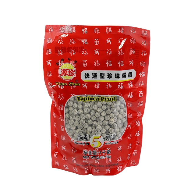 wholesale 1kilo 0.8mm chewy Quick-Cook Black Tapioca Pearls for Bubble Tea Ingredients