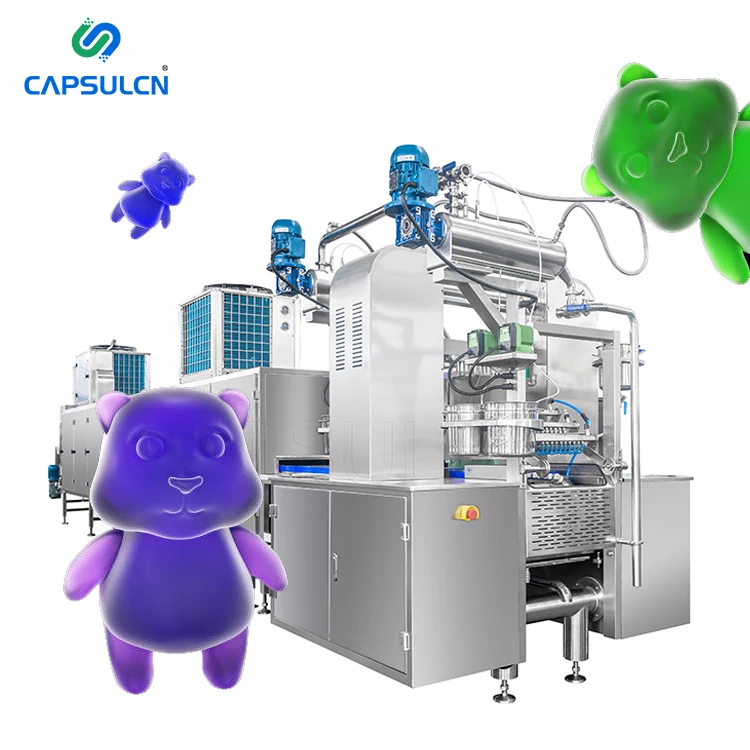 Fully Automatic Colored Sugar Making Machine Small Size Wine Gum Center Filled Gummy Soft Chew Candy Mints Making Machine