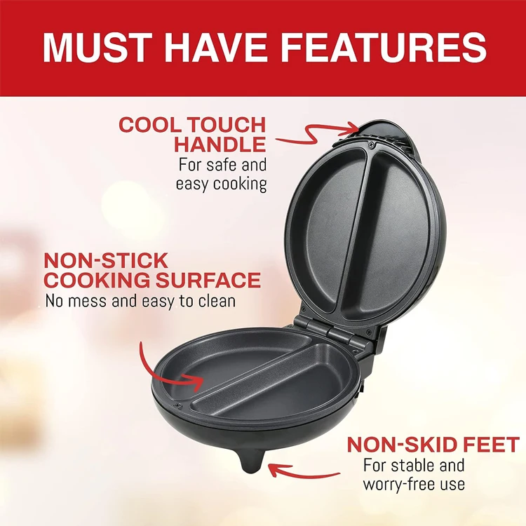 18 cm Electric Non-stick Omelet Maker Snack Pocket Maker Dessert Maker