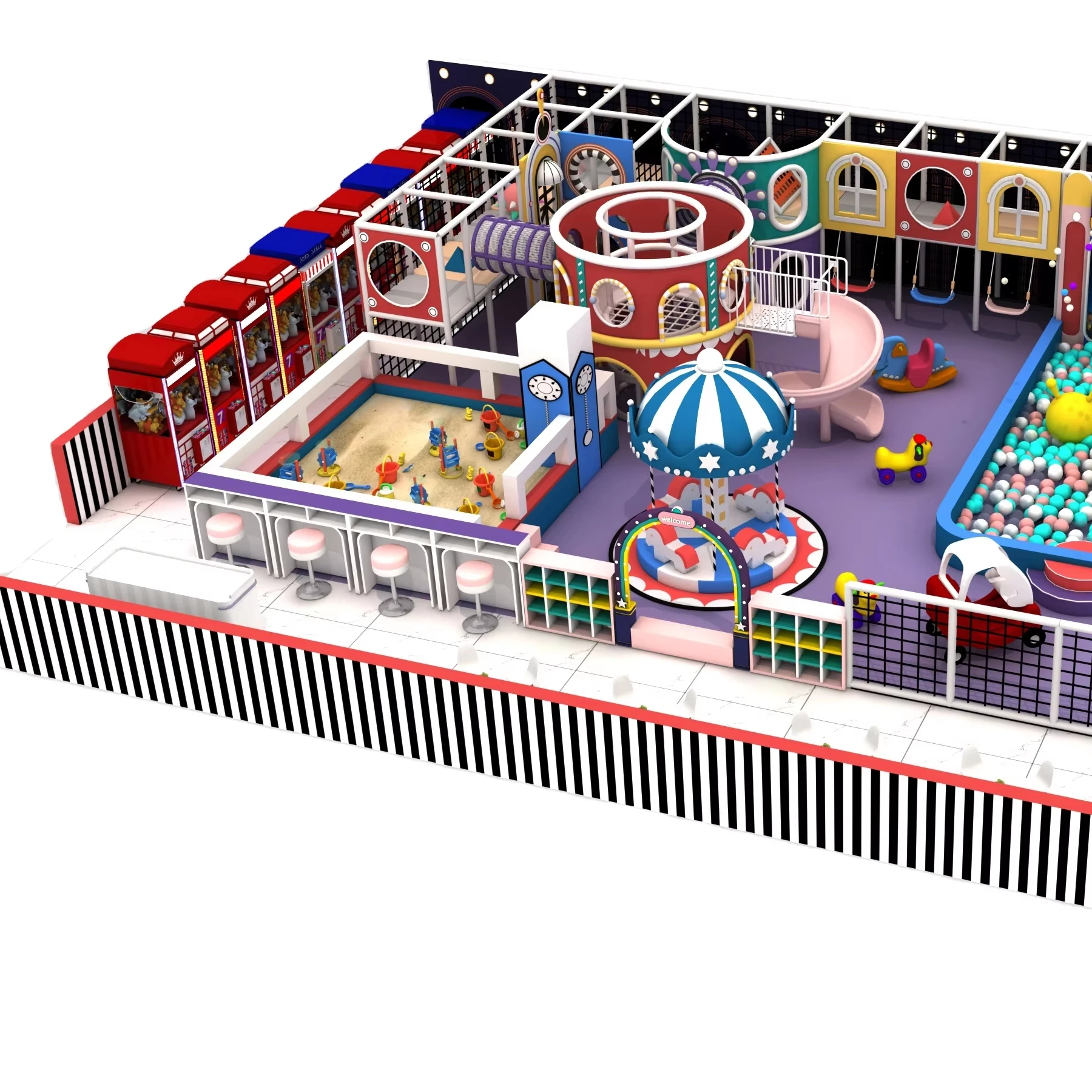NINGK Franchise Custom Design Indoor Trampoline Park and Adventure Park Soft Play Equipment Fast Food Indoor Playground Mazes