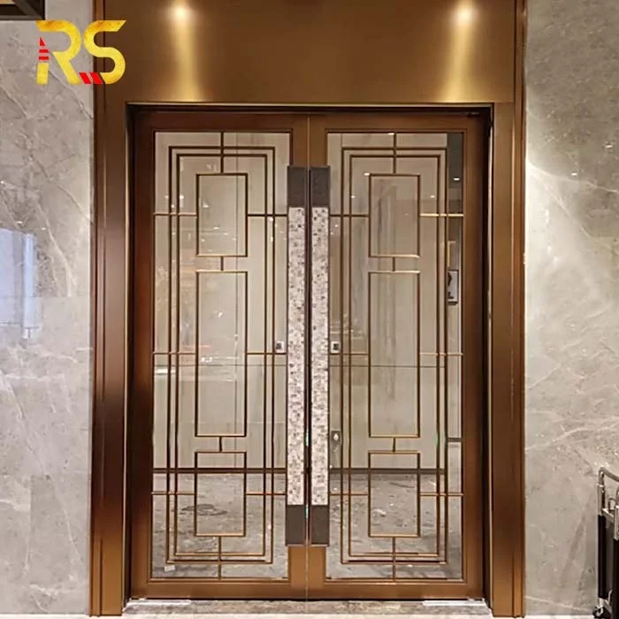 Foshan high quality metal doors exterior steel front entrance glass door for hotel