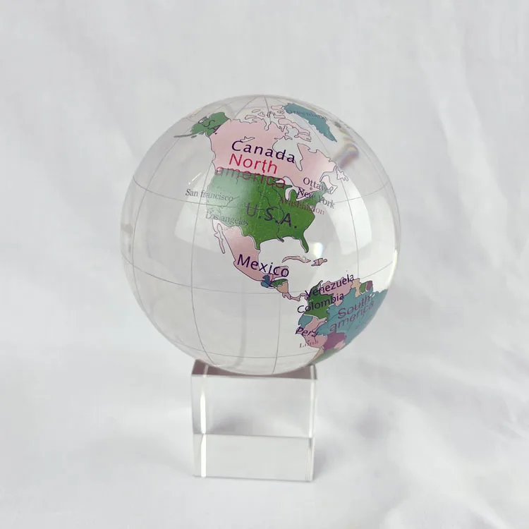 vintage colored crystal etched earth World Globe MH-Q0241
