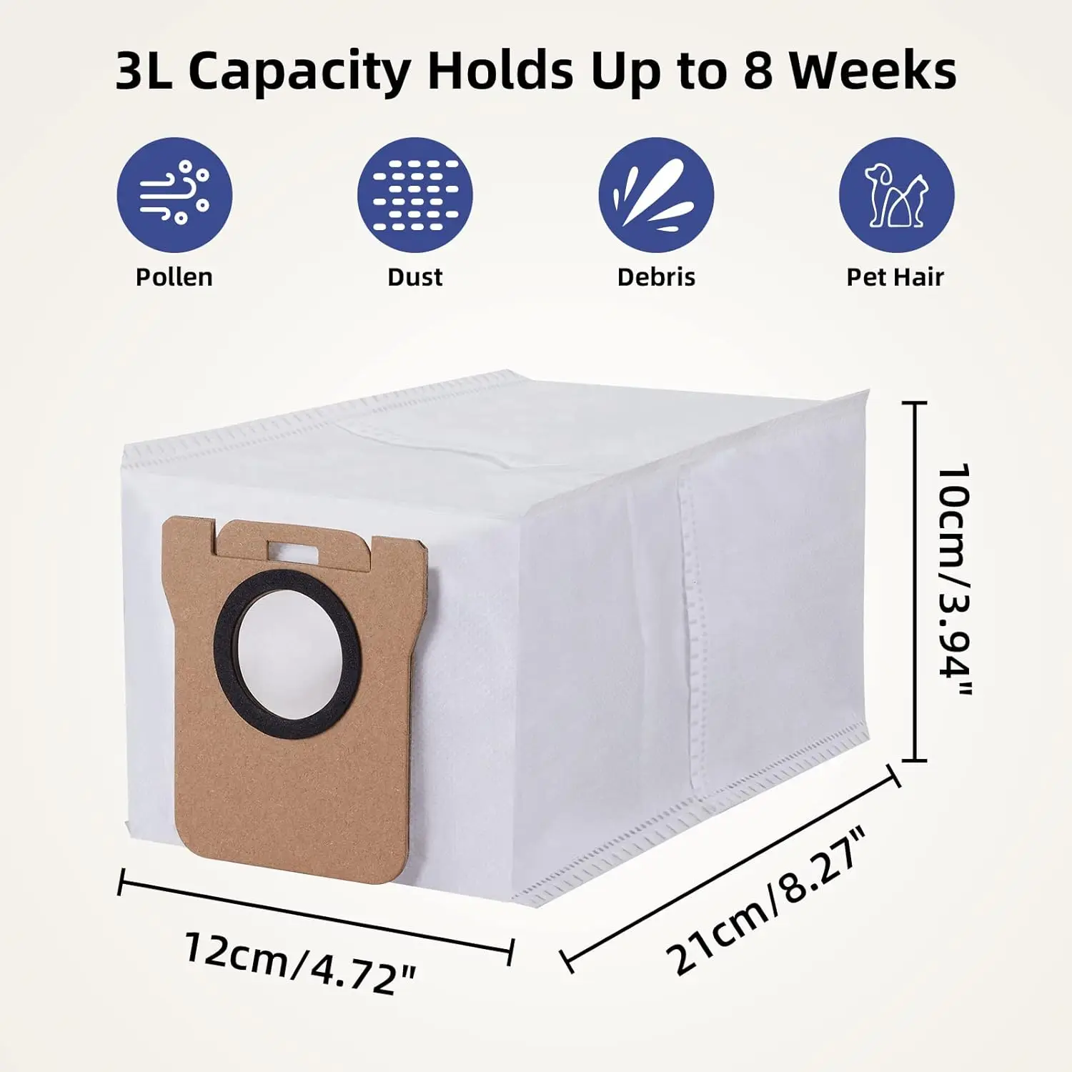 Vacuum Cleaner Non-woven Fabric Dust Bag fit for for Dreame L10s/ L10/L20/l20s , XiaomiX10+ Robot Vacuum Cleaner Spare Parts