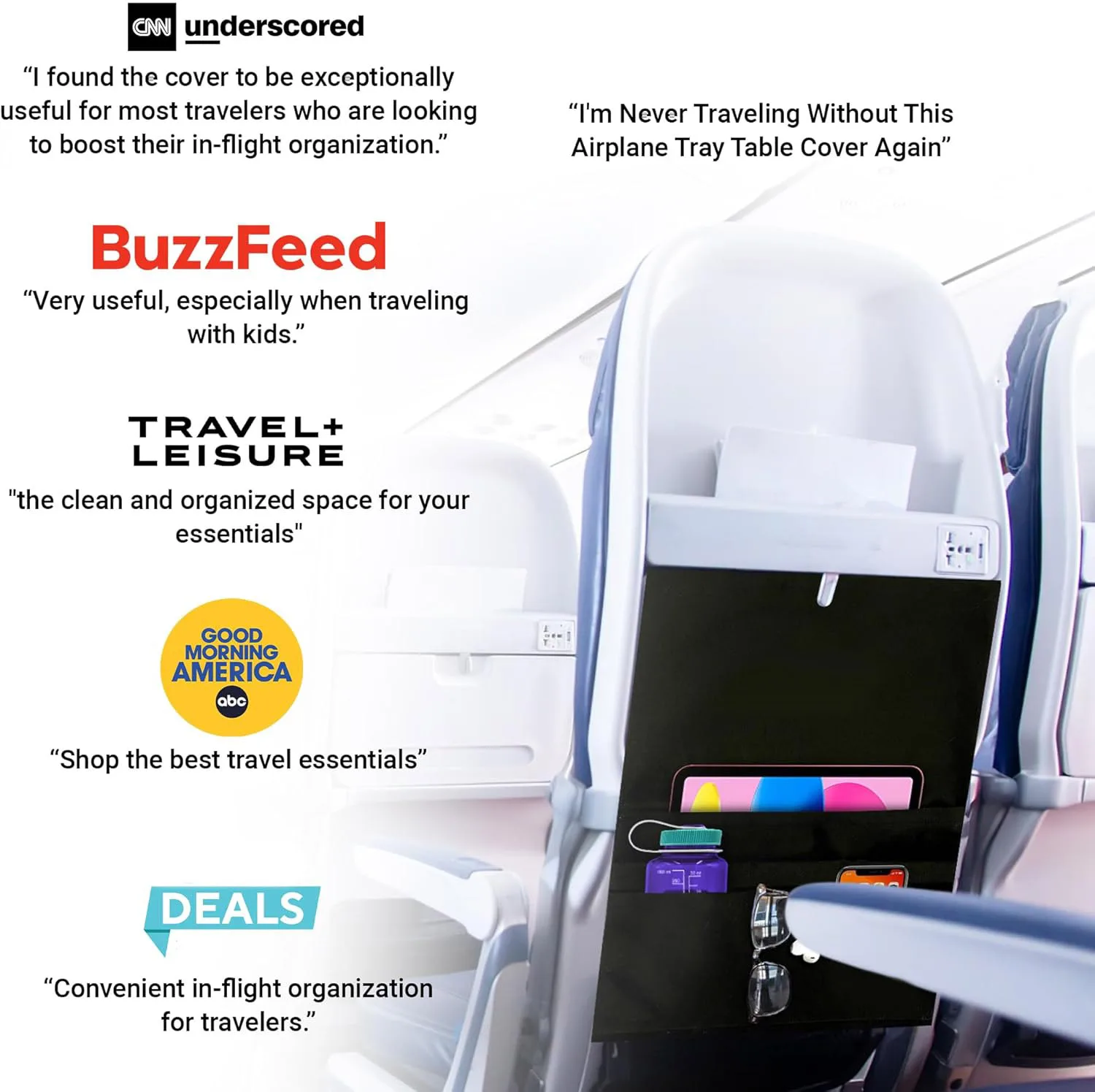 Premium new hot product BSCI factory travel custom logo Airplane Pockets Airplane Tray Table Cover Organizer