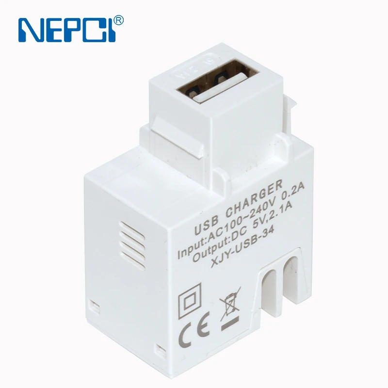 NEPCI Keystone type USB charger XJY-USB-34-5V/1A USB power socket outlet universal Type A USB charging module