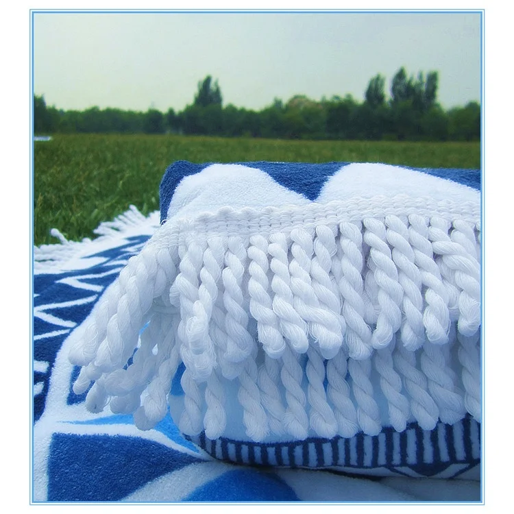 Wholesale Custom Beach Towel Microfiber Sand-Free Round Beach Towel Circle Tassel Towel