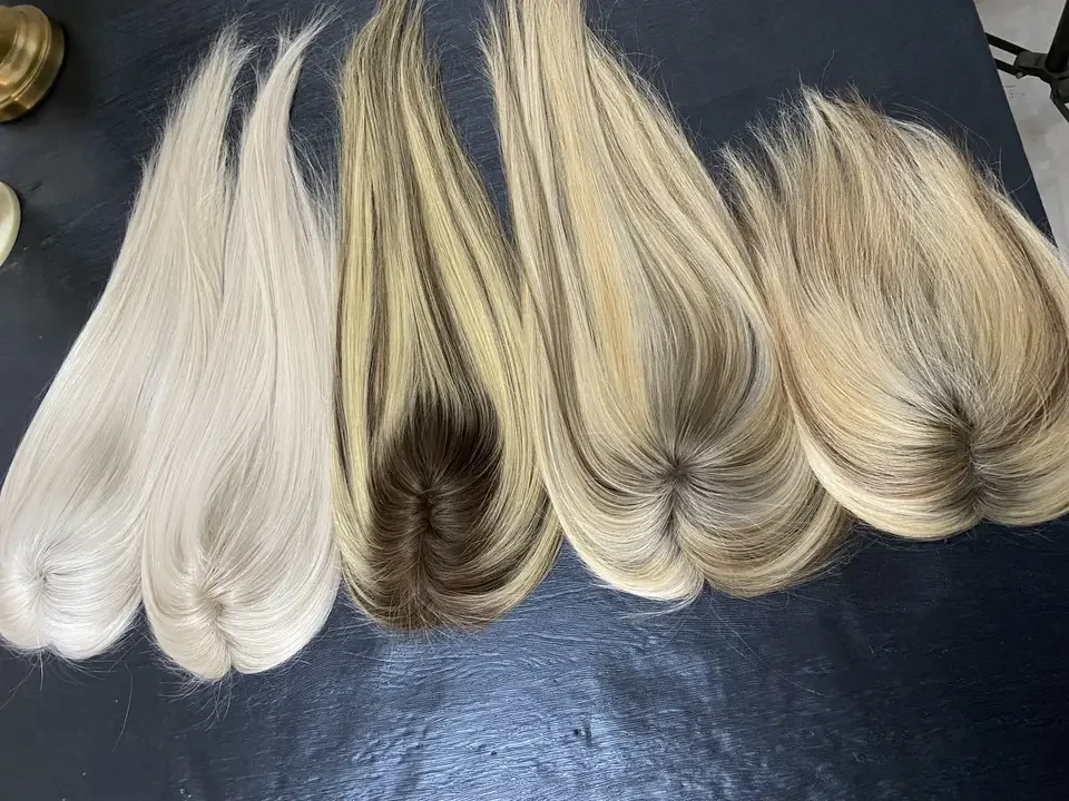 100% European human hair brown highlight ombre color Mono clip in Topper for women hair toupees