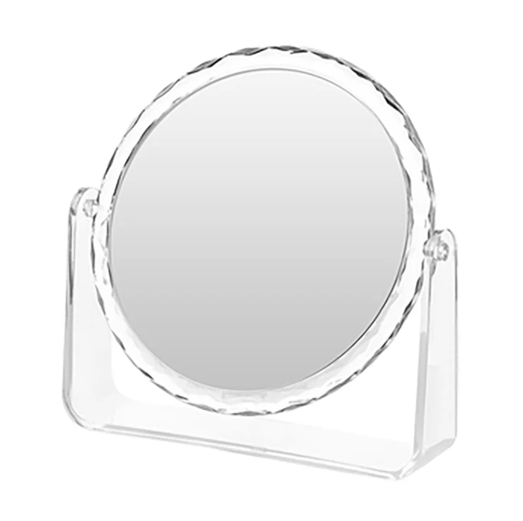 manufacture custom promotional luxury table spiegel round desktop stand up double sided vanity makeup mirror with magnifying