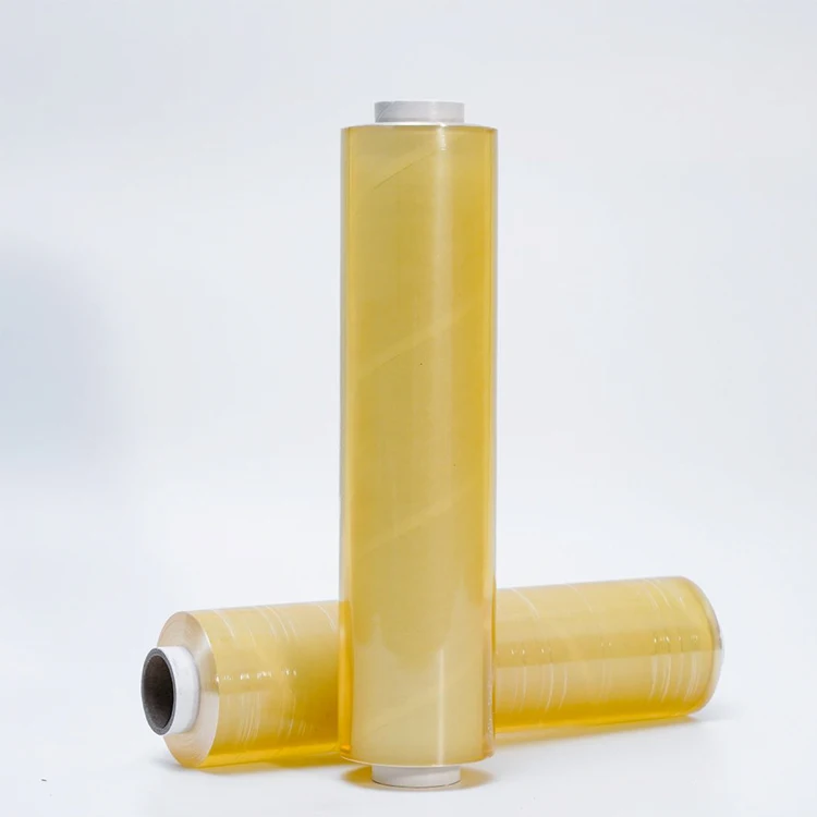 OEM Food Grade PVC Cling Film Wrap Stretch Jumbo Roll 8-15mic 30-50cm Width Custom Size Meat Packing Fresh Film Logo Printing