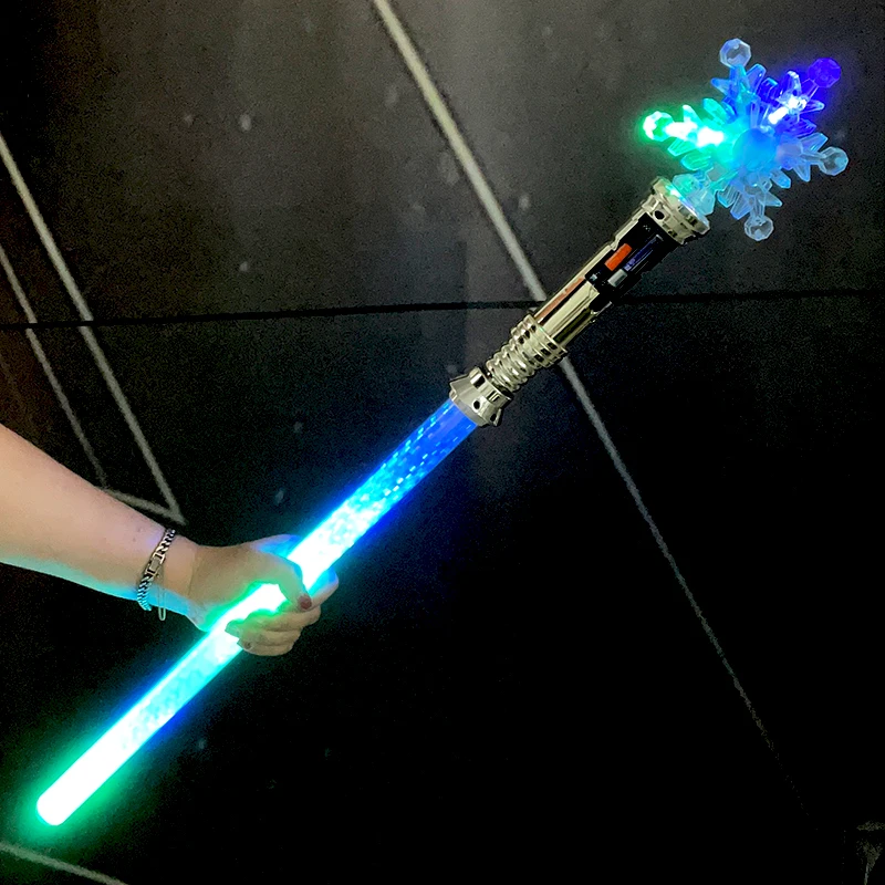 Customizable LED Light Up Frozen Snowflake Wand Toy for Kids Costume Accessory Princess Plastic Snow Magic LED Glow Wands