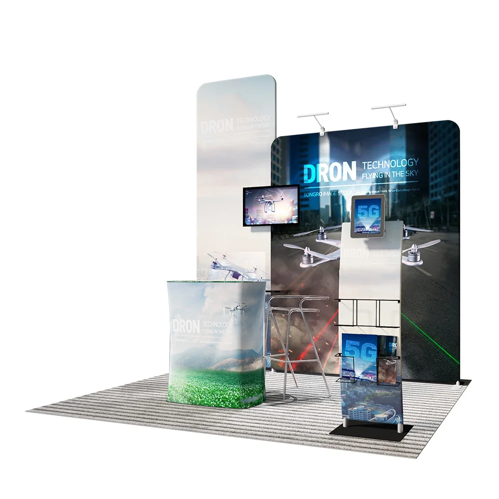 Portable Aluminum Tube Advertising Tension Fabric Backdrop Exhibition Stand Display Modular Trade Show Booth