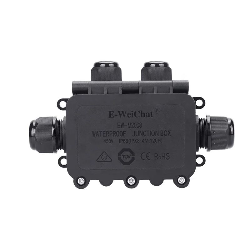 E-Weichat Factory 6 Ways Electrical Cable IP68 Plastic PA66 Wire Junction Box For Outdoor Light