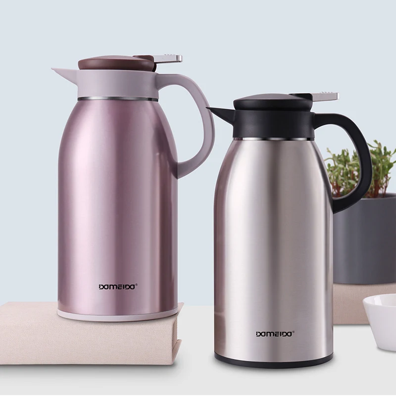 new arrival 2000ml silver purple stainless steel thermos tea coffee pot for daily life