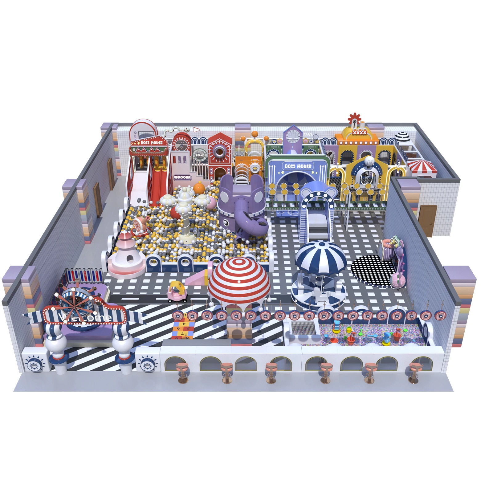 Huaxia Indoor Playground Child Funny Park Theme Park Slide Soft Ball Equipment Kids entertainment