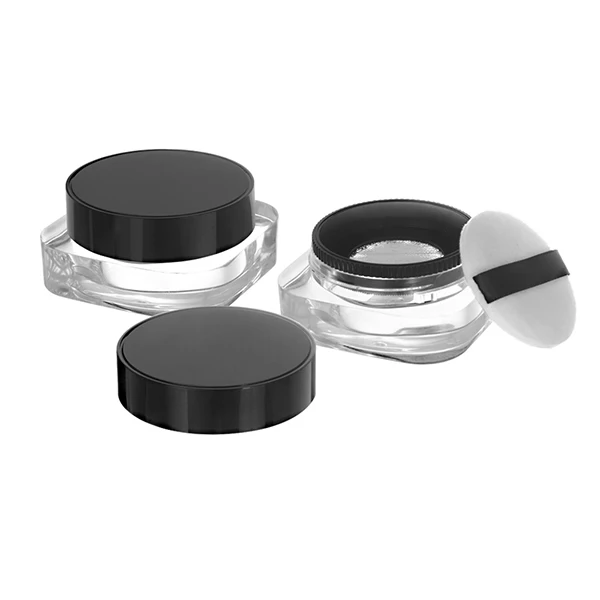 cosmetic packaging case  10g black compact powder container plastics