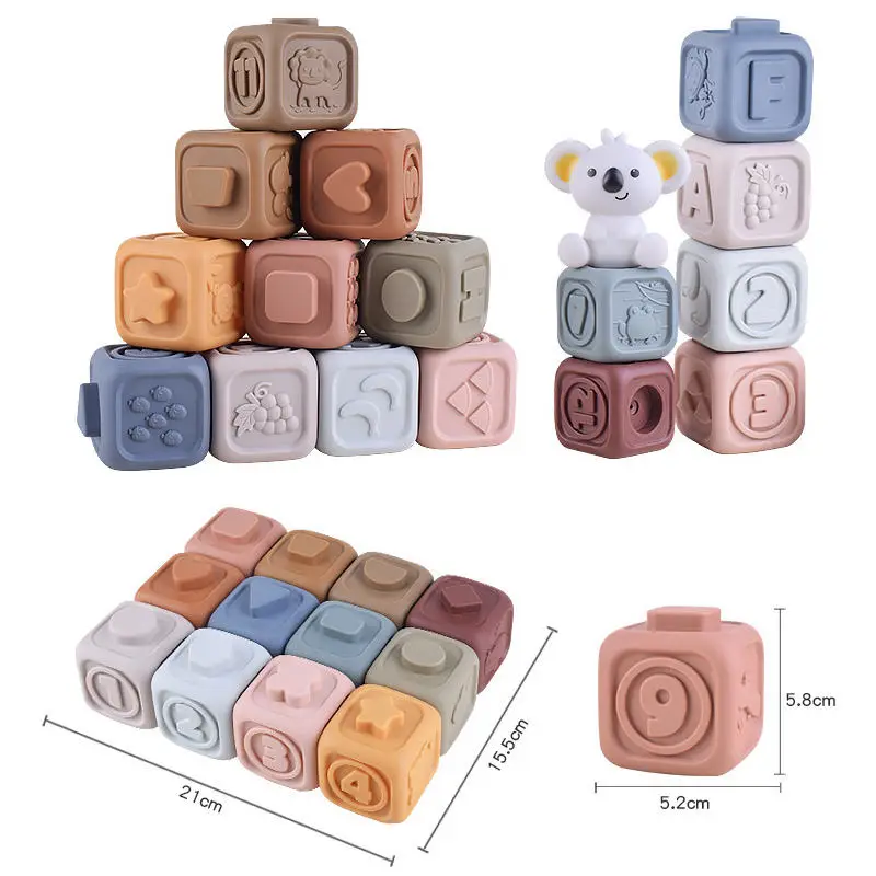 Baby Stacking Squeeze Soft Rubber Matching Bowling Ball Stacking Animal Roller Bowling Toys Shape Game Silicone Education Toy