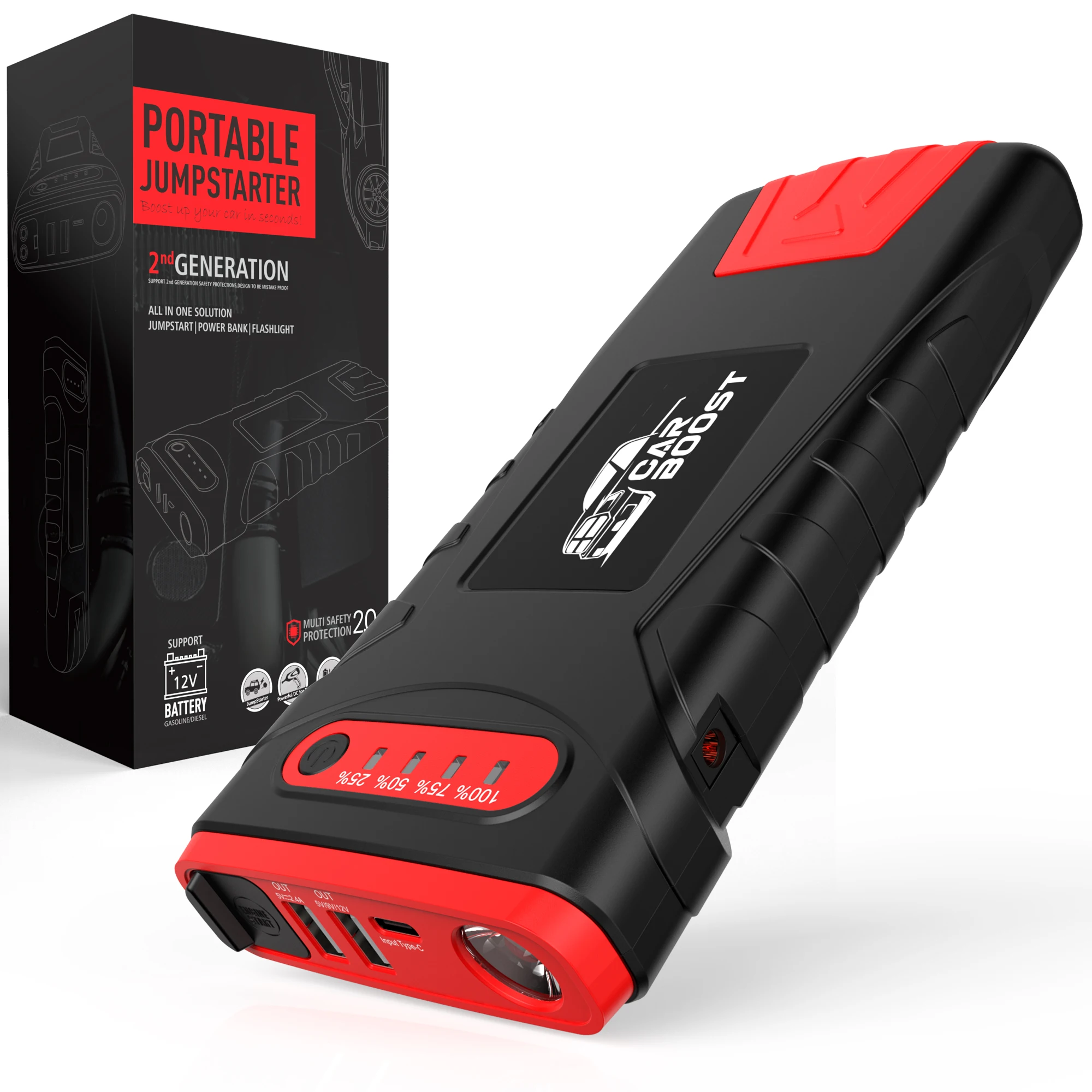 13800 mah dbpower auto eps jump starter 4000 amp car battery boost hd gb70 lead acid jump starter