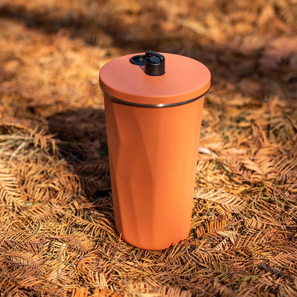 Diamond-Shaped Retractable Water Bottle Straw Cup Double-Wall Thermal Insulation Cold Cup