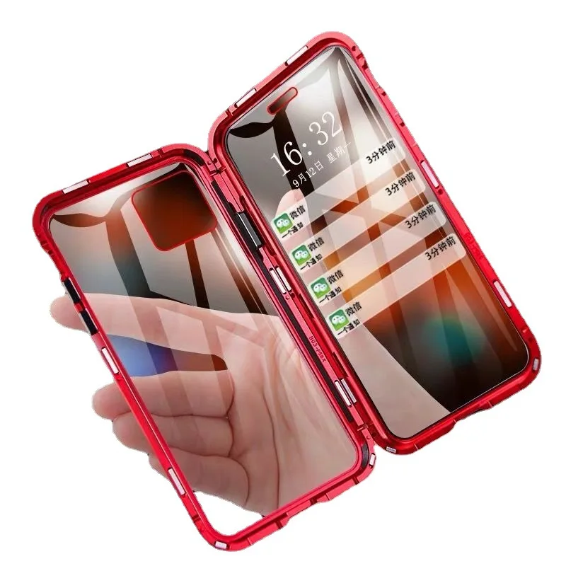 Eonline Magnetic Adsorption Metal Phone Case For Iphone 6 6s 8 7 Plus X Double Sided Glass Magnet Cover For Iphone X Xs Max Xr C