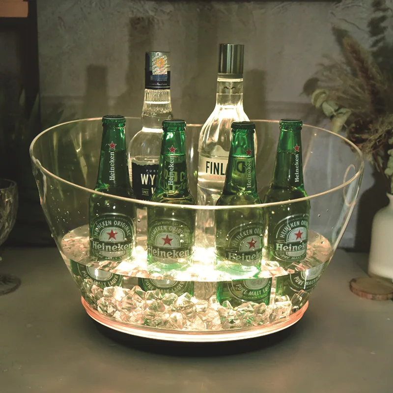 Домашняя панель, охлаждение пива, шампанского, вина, вечеринки, ведро для льда, акриловая ванна для напитков, красочное градиентное ведро для льда