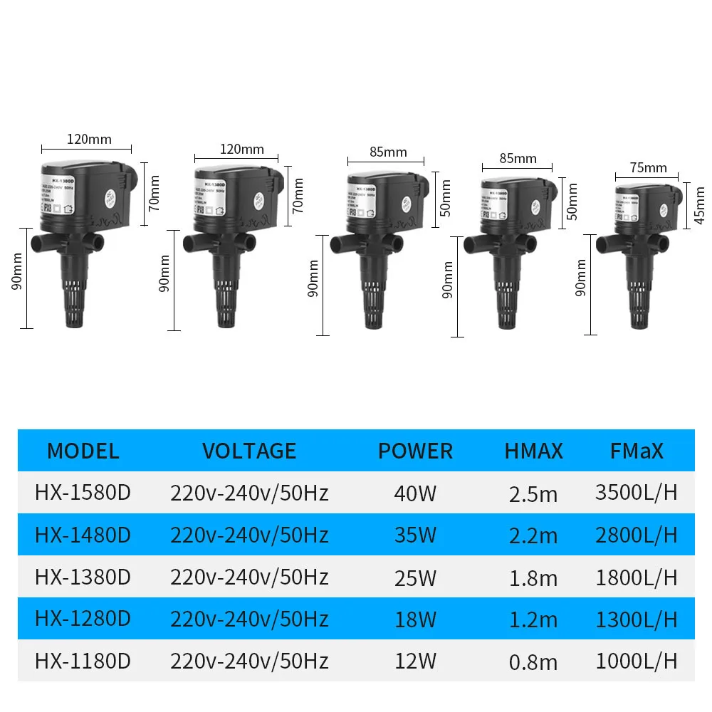 
Aquarium Submersible Filter Water Pump Fish Pond Fountain Quiet Water Change Pump Fish Tank Accessories 