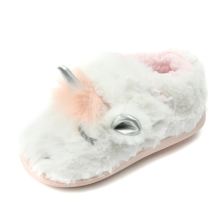 Wholesale Cute Little Girl 3D Unicorn Soft Bottom Winter Novelty Slippers Slip On for Kids