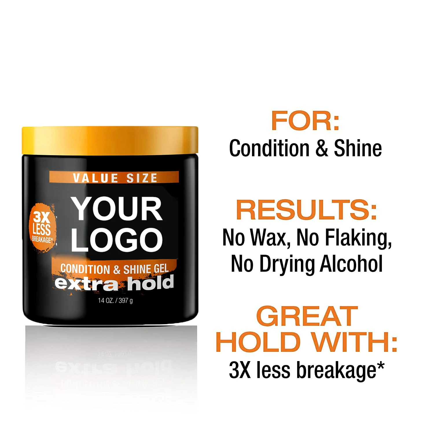 Private Label Shining and Conditioning Hair Gel Strong Hold Edge Control Hair Styling Wax Lets Jam Hair Gel