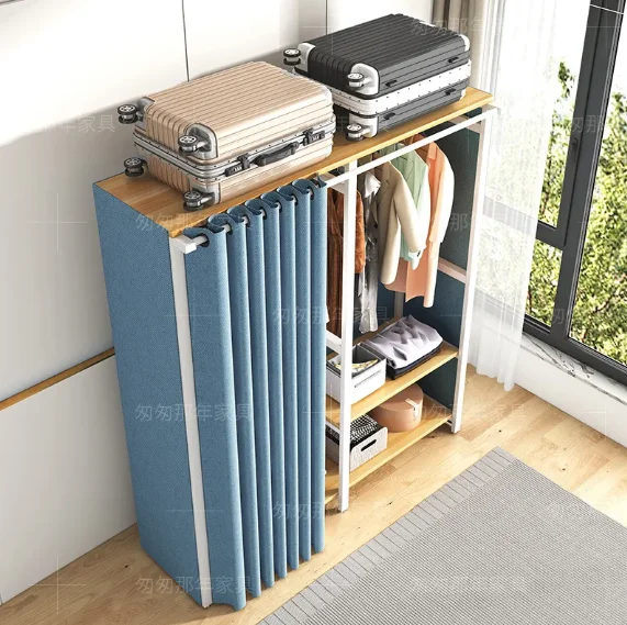 Simple wardrobe strong and durable household thickened zipper fully closed cloth wardrobe