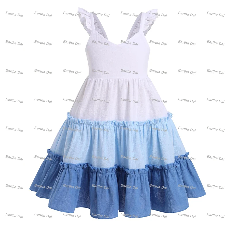 wholesale dress spring kids girls dresses 2-12 children clothing cotton flutter sleeve baby toddler girls dresses
