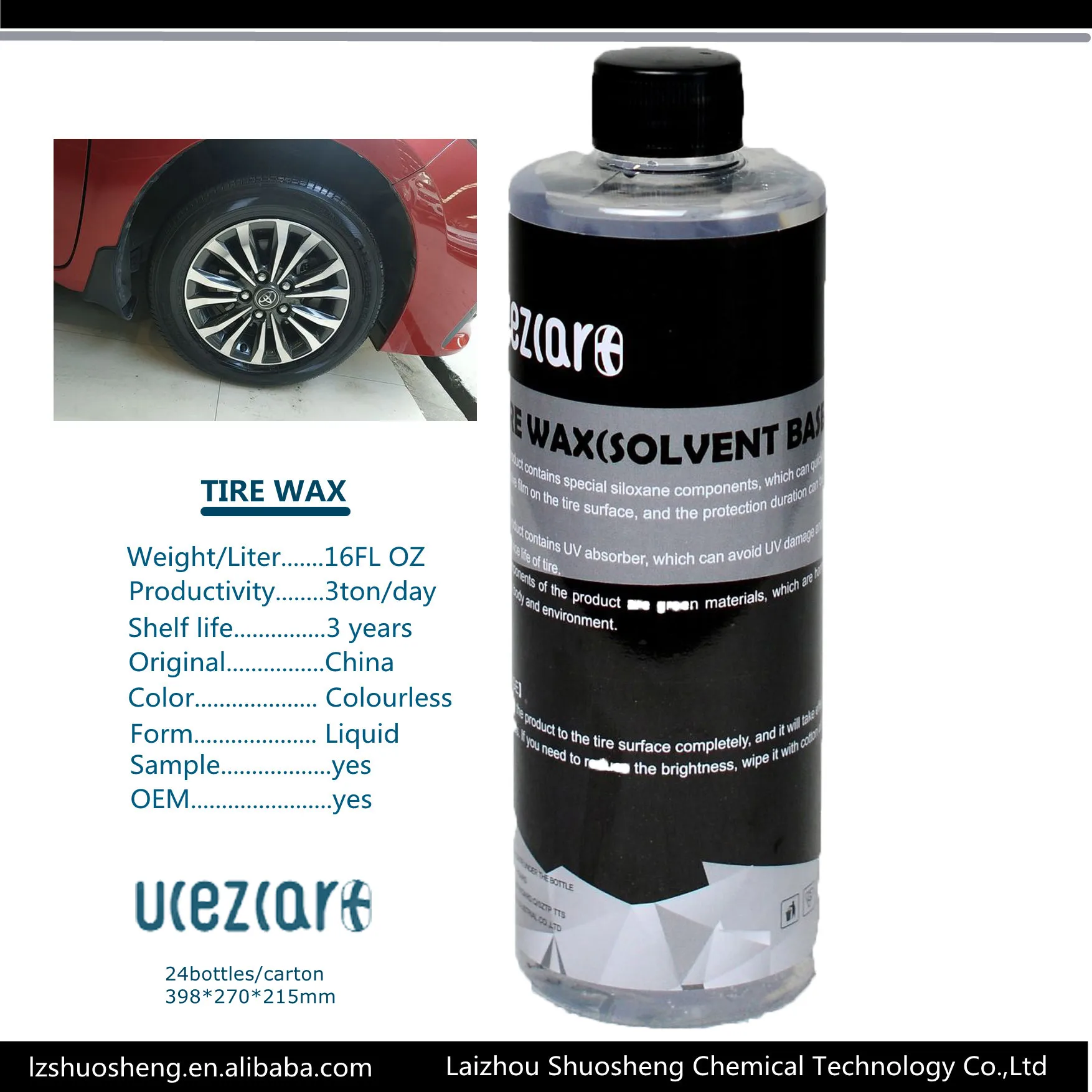 Leading-edge UCEZCAR+ 5 gallons car tire care products tire shine caoting chemicals spray shining tyre shine polish
