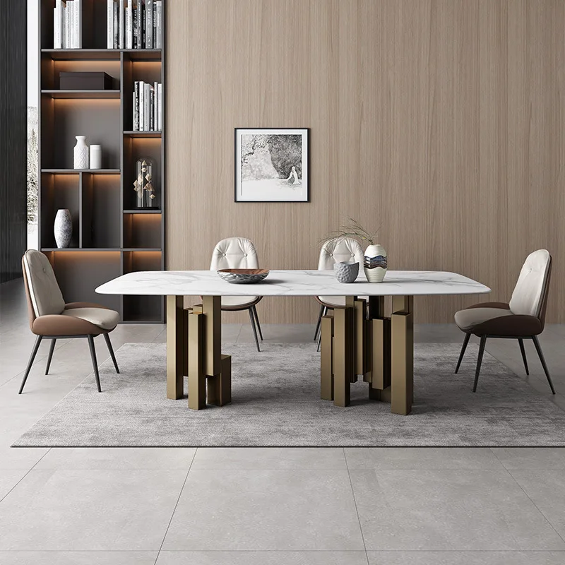New Italy Design Hotel Restaurant Project Vila Home Use Steel Gold Dining Tables 10