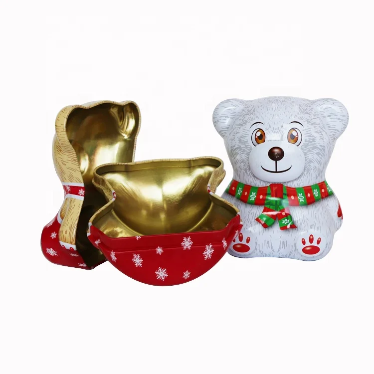 Wholesale children storage Christmas gift pocket money piggy bank bear tin box can
