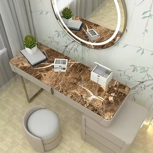 High Quality Brown Marble Granite Stickers Peel and Stick Vinyl PVC Self Adhesive Waterproof 3D Wall Stickers for Home