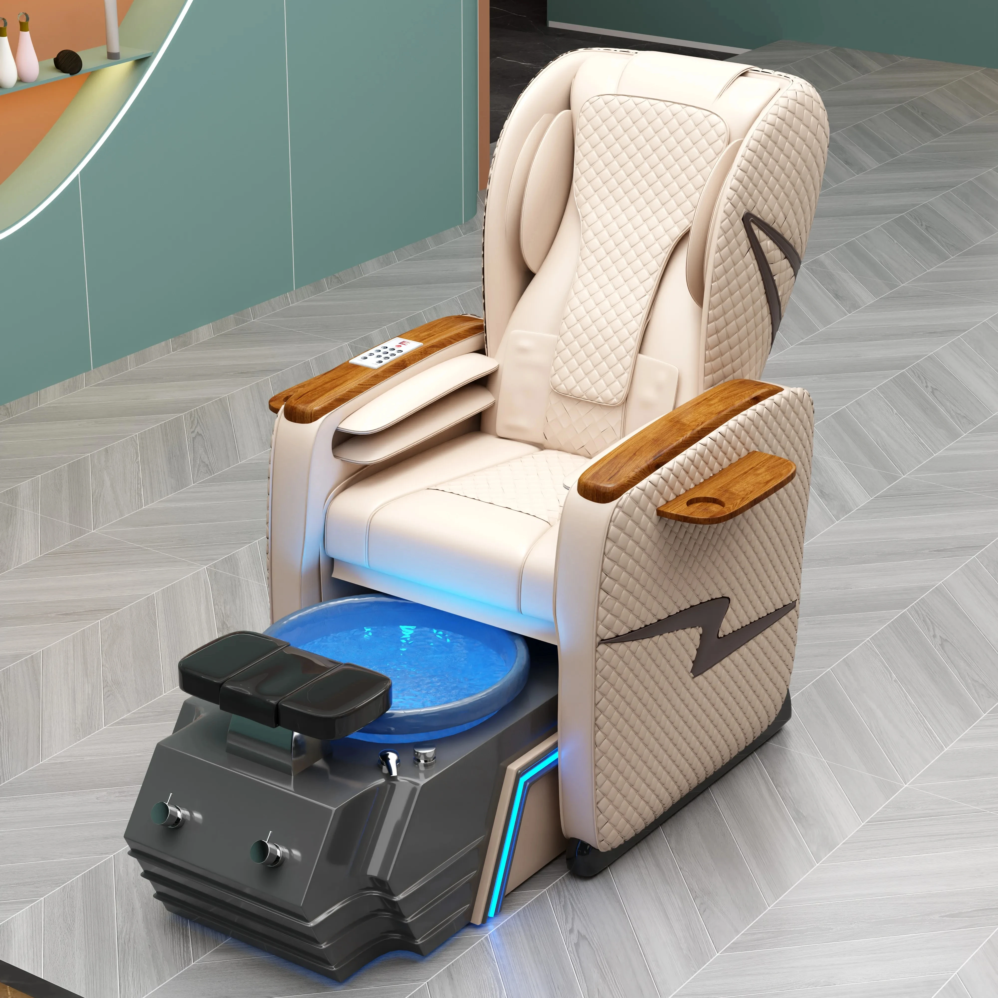 Wholesale Modern Luxury Beauty Nail Salon Furniture Pipeless Whirlpool Discharge Pump Foot Spa Massage Pedicure Chair