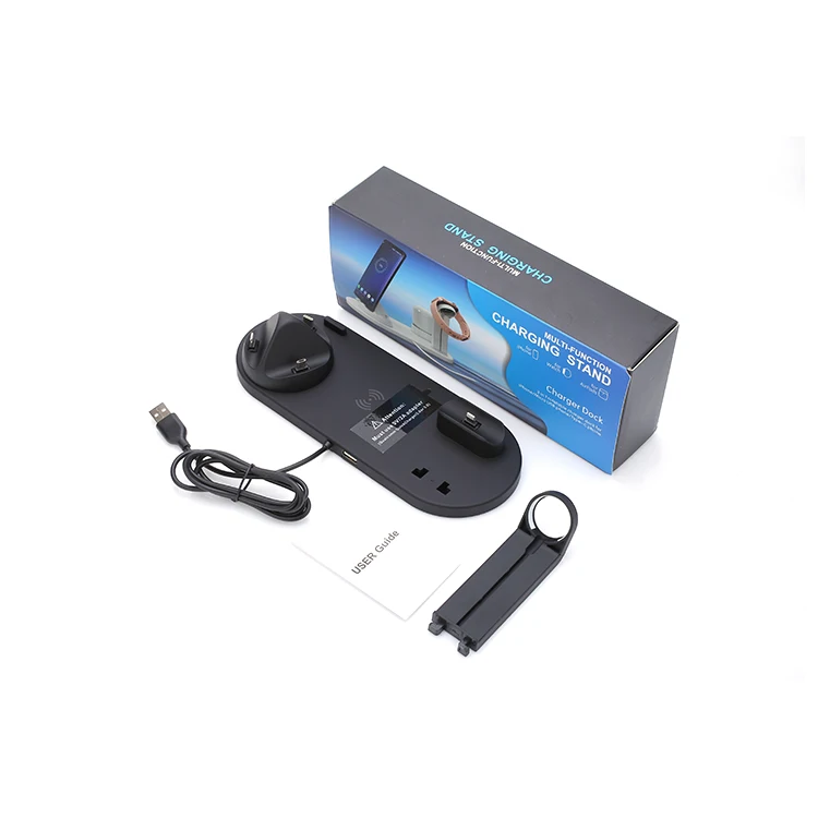 Последние продажи 4 в 1 Многофункциональный беспроводной зарядное устройство с разъемом Lightning разъем) и микро Usb