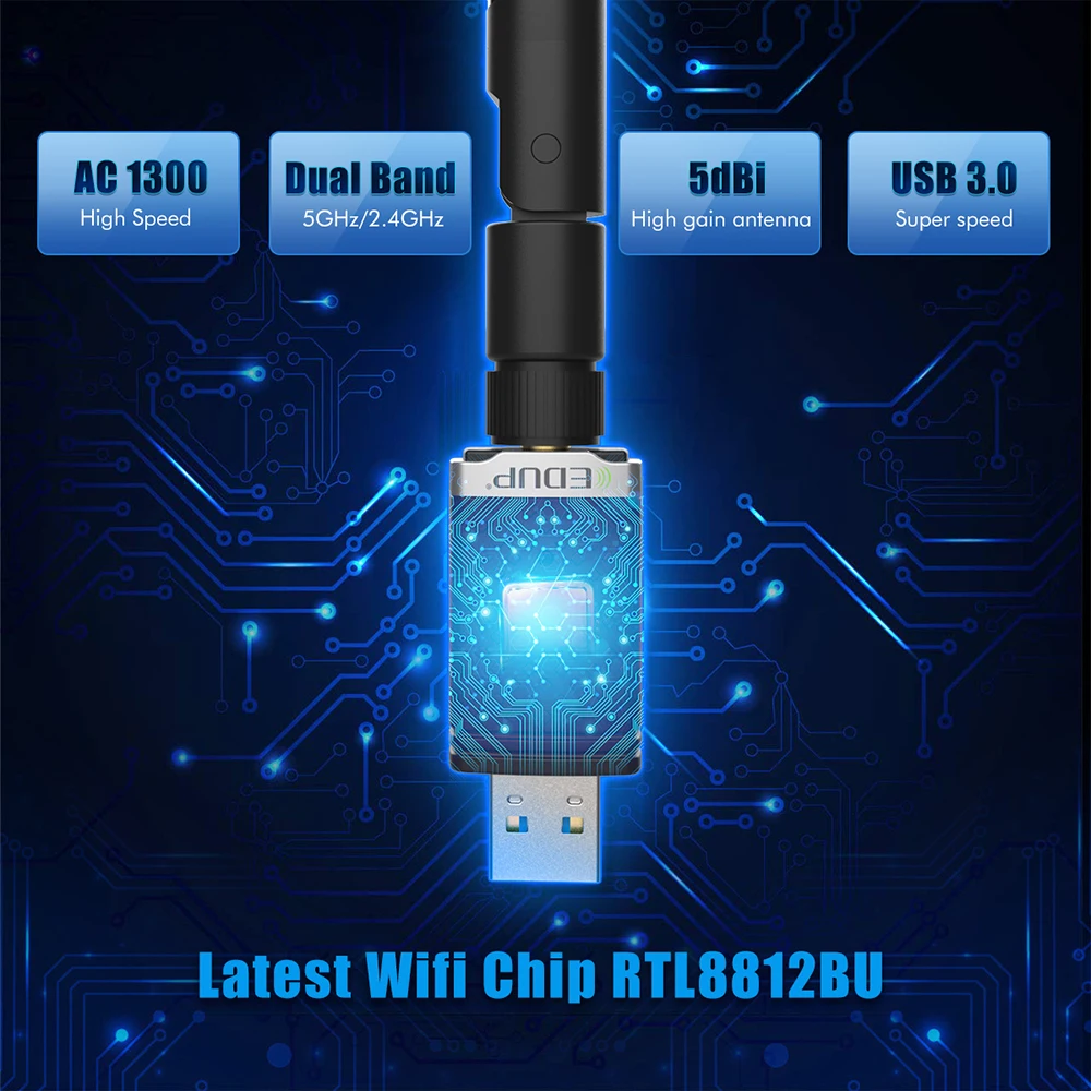  Cost-effective 1300M Wireless Network Card USB Wifi Adapter for office computer/laptop/PC
