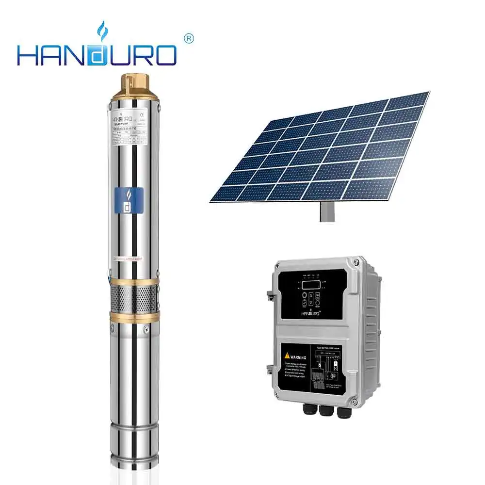 110v 1500w 6m3/h 125m dc 2hp solar powered water pump 3inch solar submersible pump with plastic impelier
