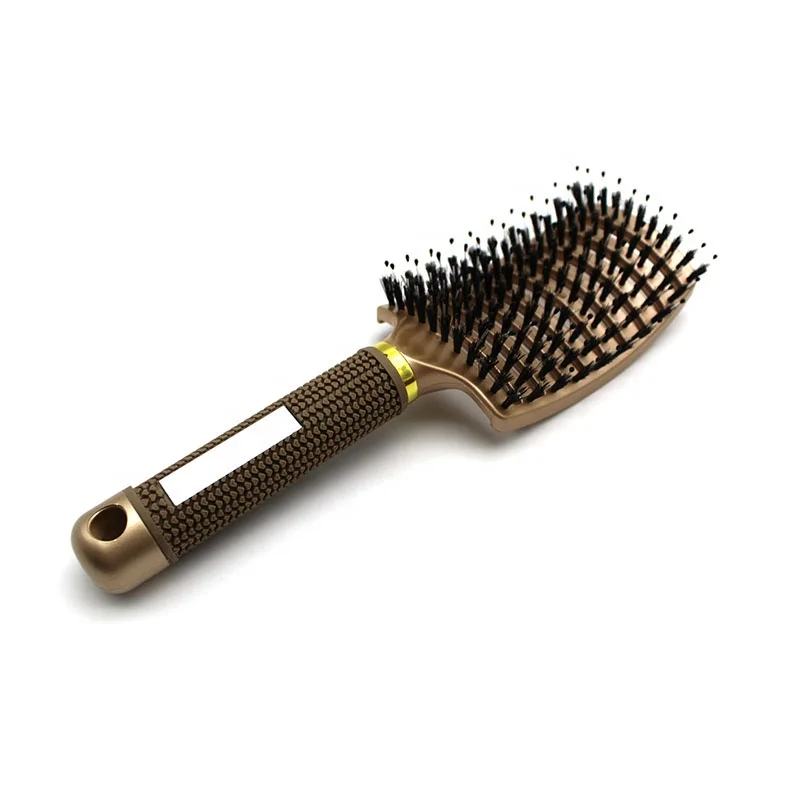 Premium gold plated vented kids nylon boar bristle hair brush