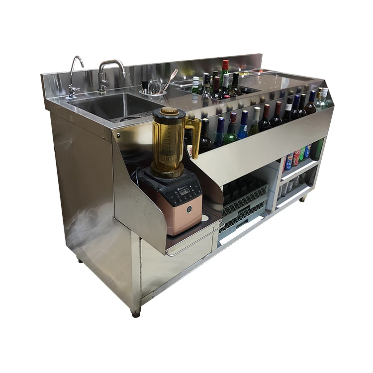 Customized Standard 304 stainless steel Bartender table KTV bar bartender workbench cocktail station bar equipment