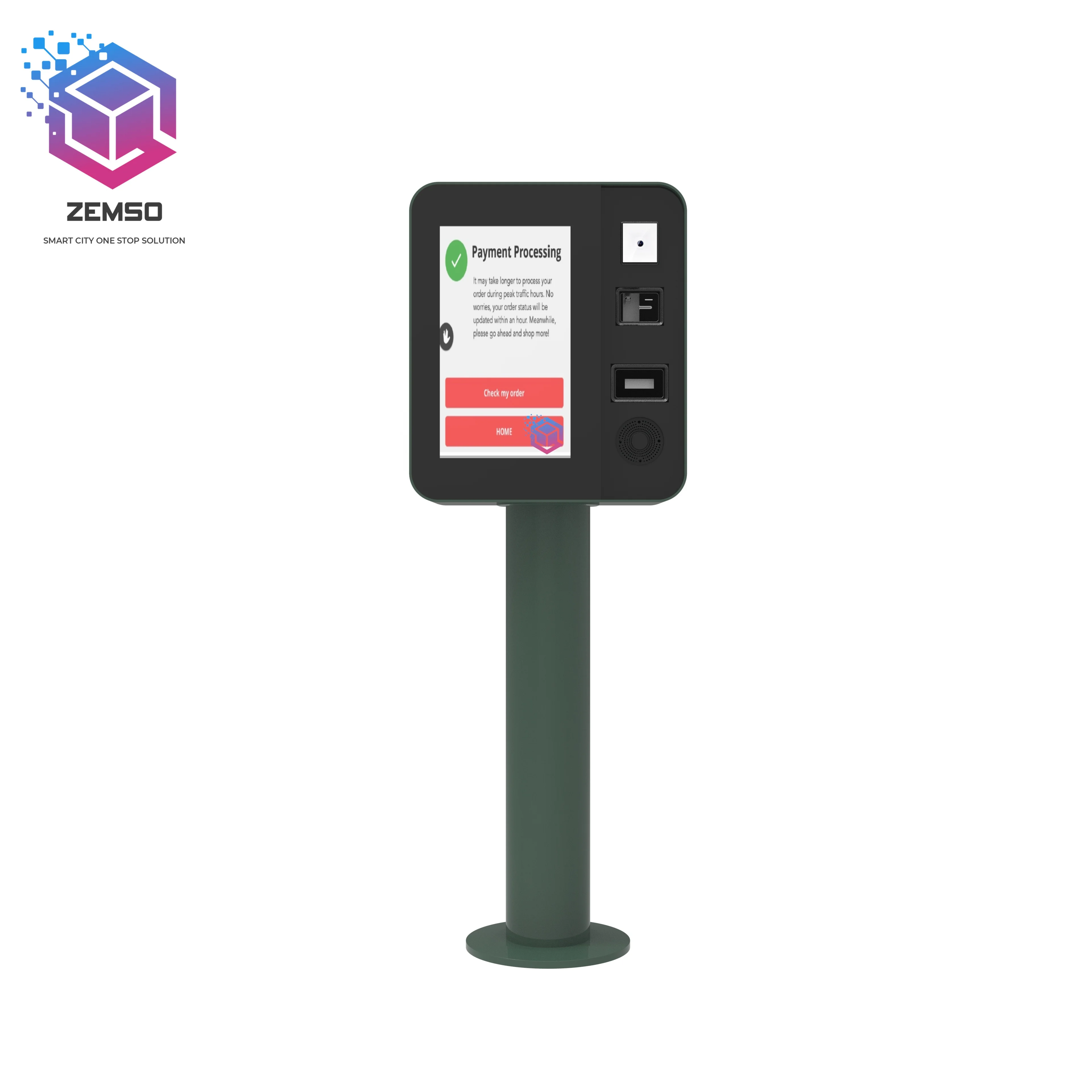 self service checkout payment display kiosk with QR code scan in parking lots/canteen/bank/restaurant self-pay digital signage