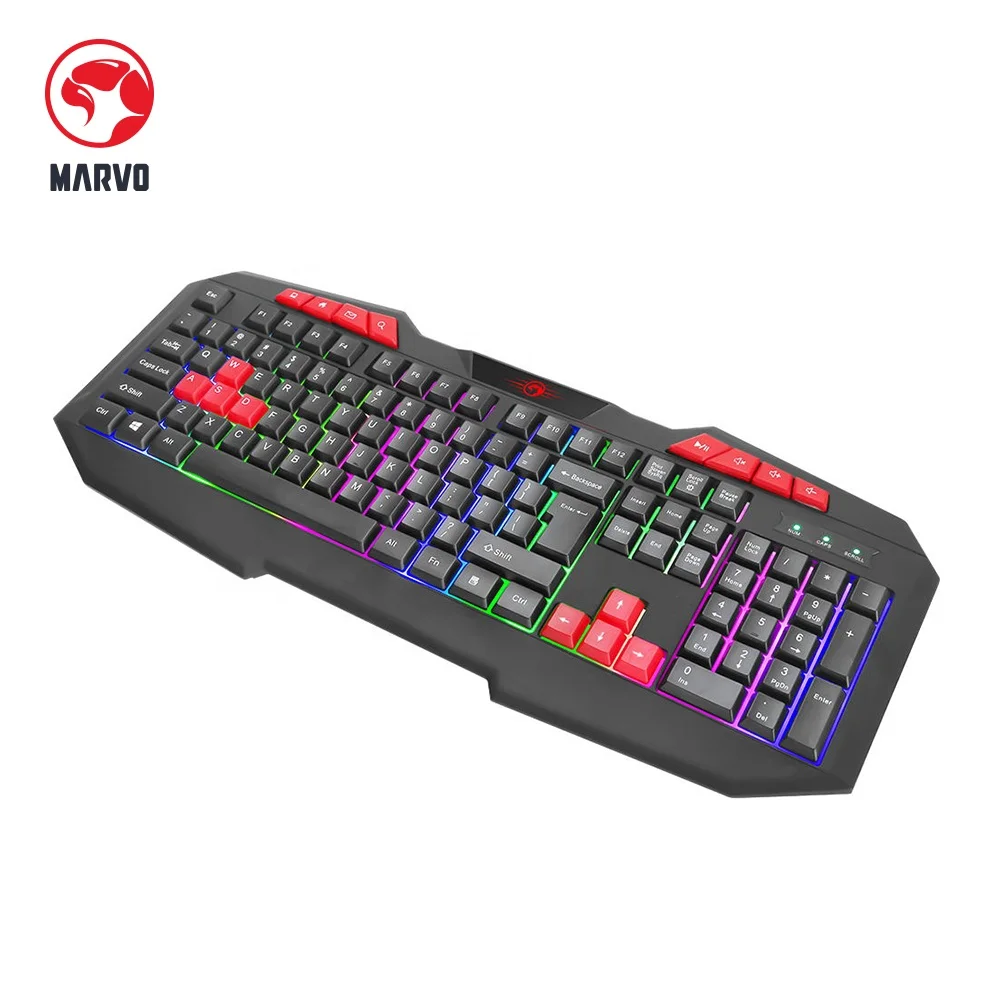  Игровая клавиатура Marvo с 26 клавишами для игр 8 мультимедийных кнопок arcoiris подсветкой эргономичный