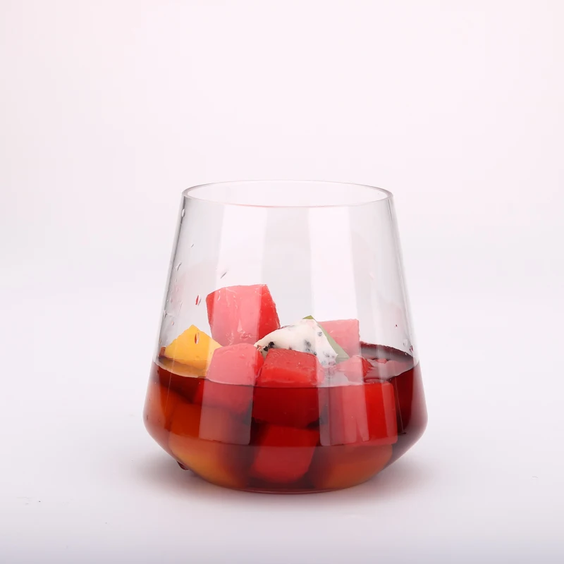 Disposable plastic clear customized logo PET Tritan juice ice cream wine cups plastic wine cups egg cups for wine