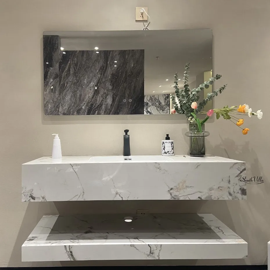 Двухслойный сланцовый настенный керамический умывальник