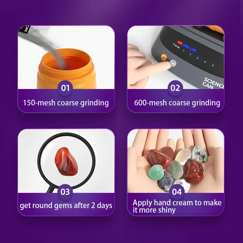 Science Can Rock Polisher Stone Tumbler Rock Kit Making Gemstones Rock Tumbler Kit STEM Toy for 8+ Year Old Kid