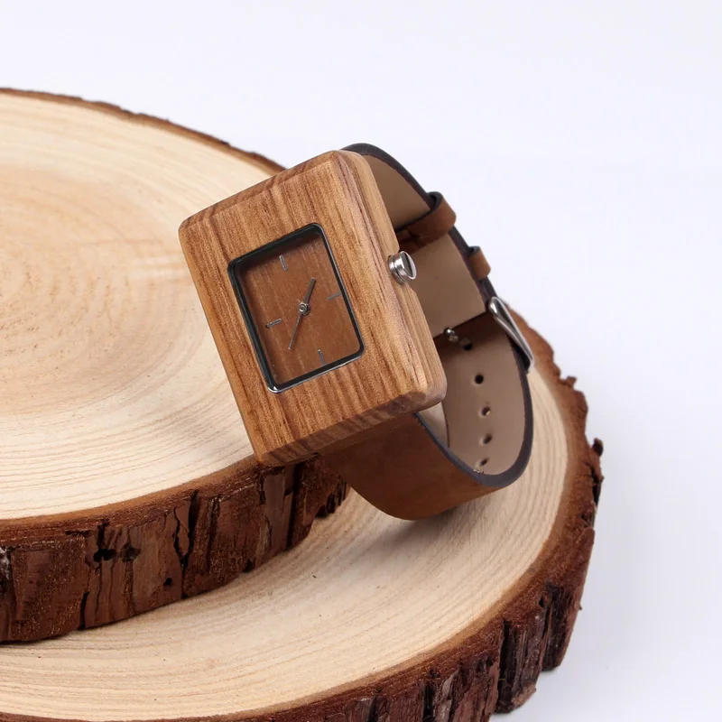 SOPEWOD Top Brand Leather Strap Bamboo Watch Men Analog Quartz Wooden Hand Watches With Custom Printed Logo