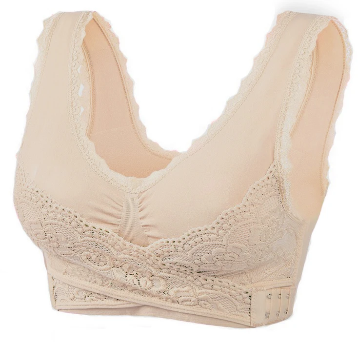 Comfort Women Push Up Running Vest Gather Bras Sexy Front Closure Lift Side Buckle Seamless Sports Yoga Lace Bra