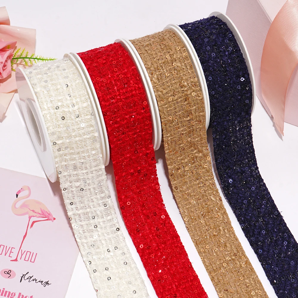 custom design sequin ribbon luxury flax