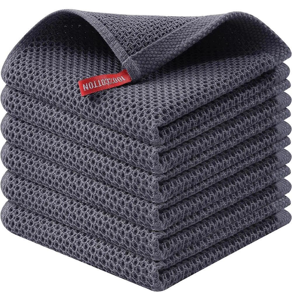 100% Cotton Kitchen Dish Cloths Waffle Weave Ultra Soft Kitchen Towel