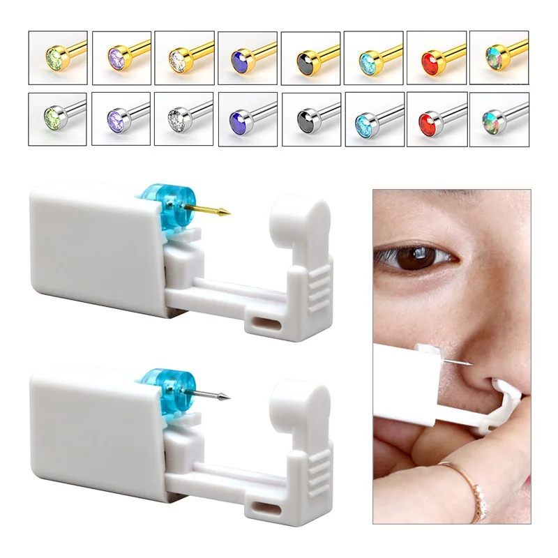 Nose nail piercing gun disposable safe sterile piercing tool